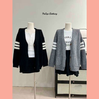  Áo Cardigan len cao cấp Thomb dáng rộng cổ V kẻ 3 sọc chuẩn Hàn Quốc . Mã M1 