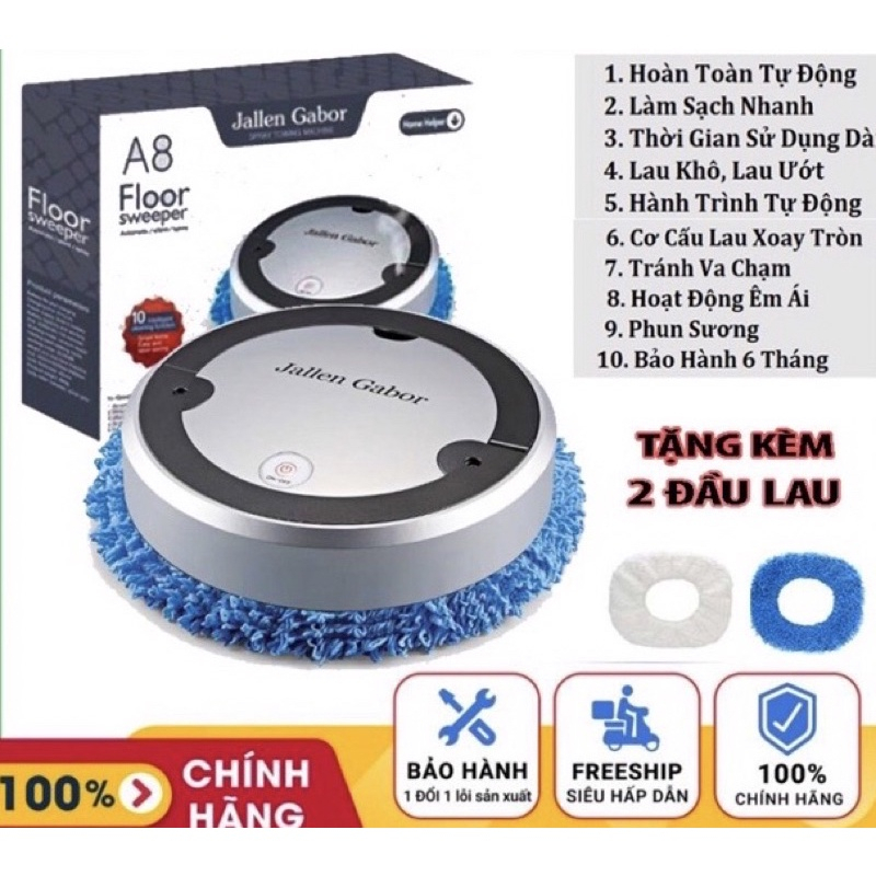 Robot Lau Nhà Ướt - Kết Hợp Lau Khô - Robot Quét Tự Động - Phun Sương -Tự Động Cho Sàn Nhà Sạch Hơn - Bảo Hành 24 Tháng