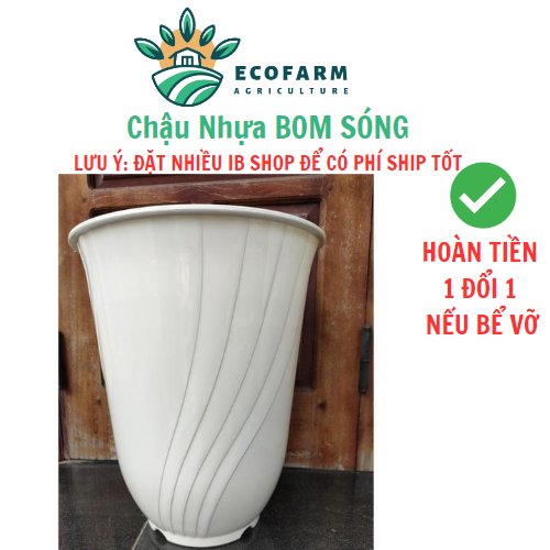 Chậu nhựa trồng cây siêu đại giả sứ cao cấp dáng bom siêu bền, siêu đẹp kích thước (46x48cm)