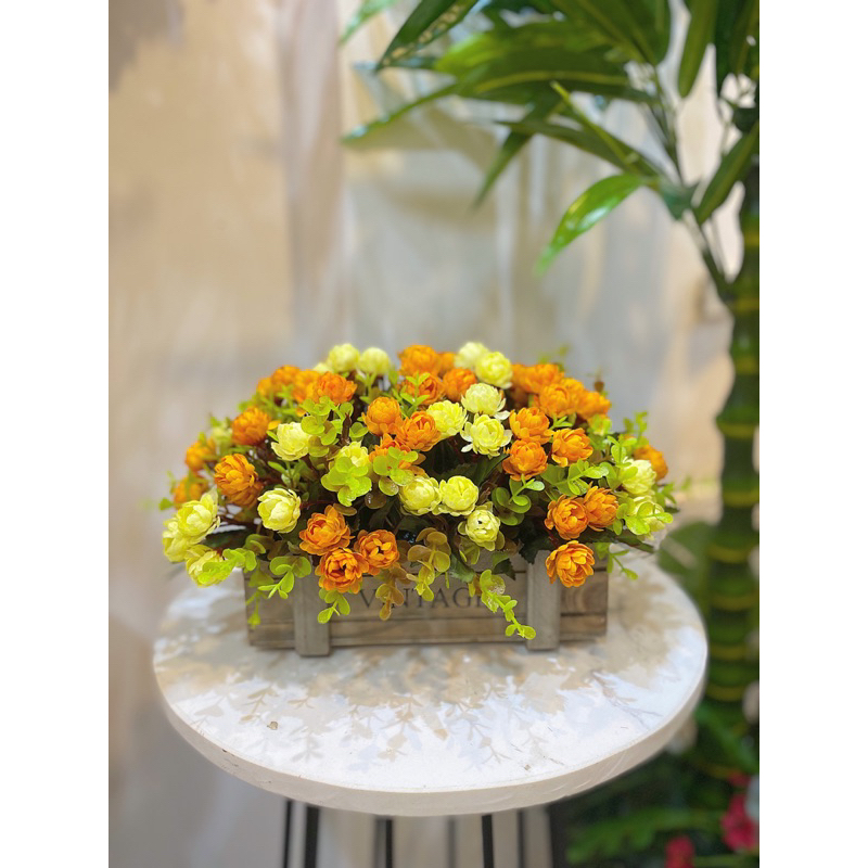 Chậu hoa giả, hoa lụa để bàn cao cấp , phù hợp trang trí nội thất phòng khách, phòng ngủ, decor quán, làm quà tặng….