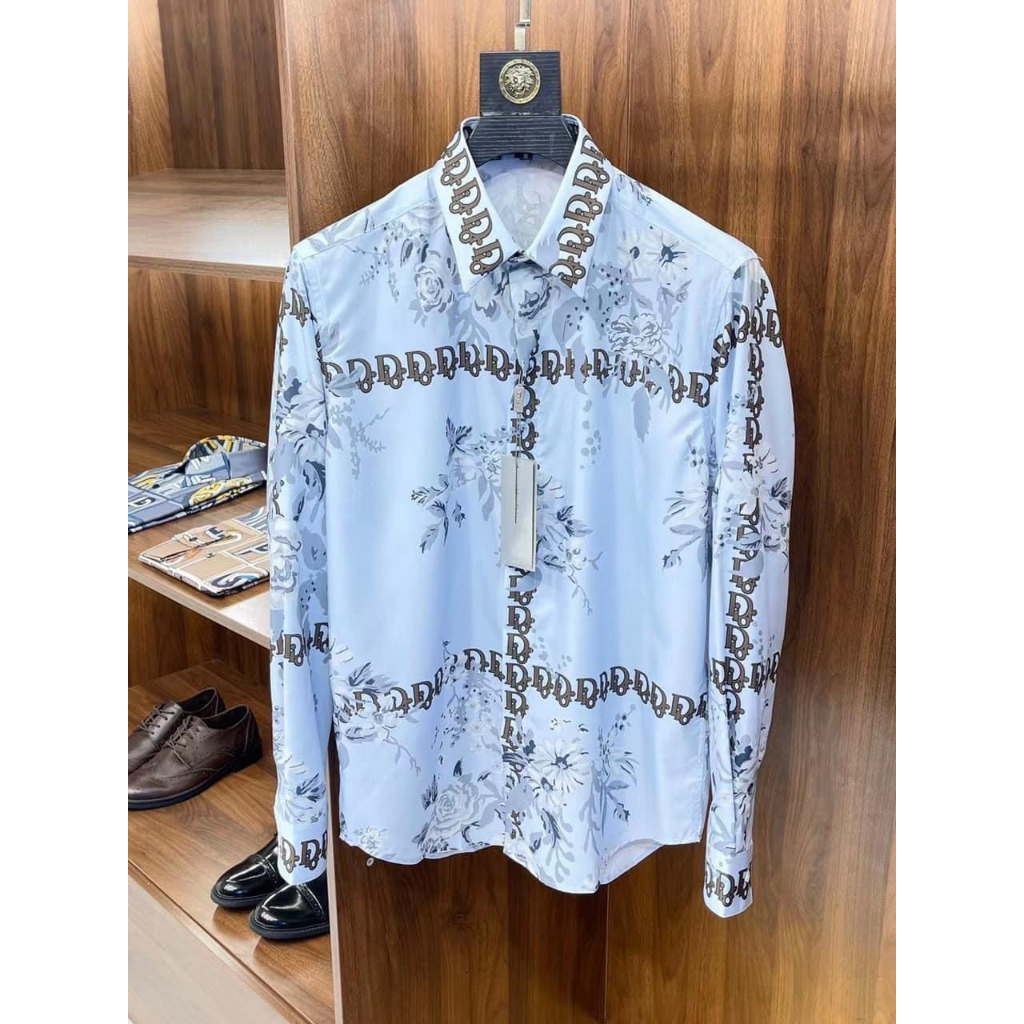 Áo sơ mi dài tay Dior Xanh họa tiết logo sọc LA 1-1 on web