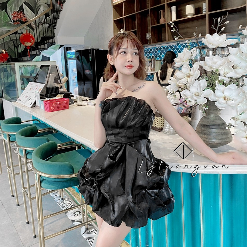 Đầm váy dự tiệc tơ óng cúp ngực chân bồng dập phồng Say fashion thiết kế cao cấp