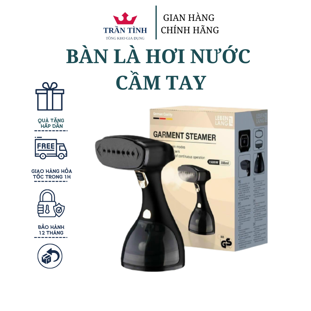{BẢO HÀNH 24 THÁNG}BÀN LÀ HƠI NƯỚC CẦM TAY LEBENLANG của ĐỨC CÔNG SUẤT 1500W TẶNG BẢO HÀNH 24 THÁNG