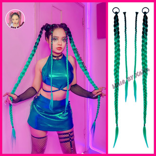 Một chun buộc đuôi tóc giả thắt bím y2k màu omber dài 100cm dành cho raver - x69