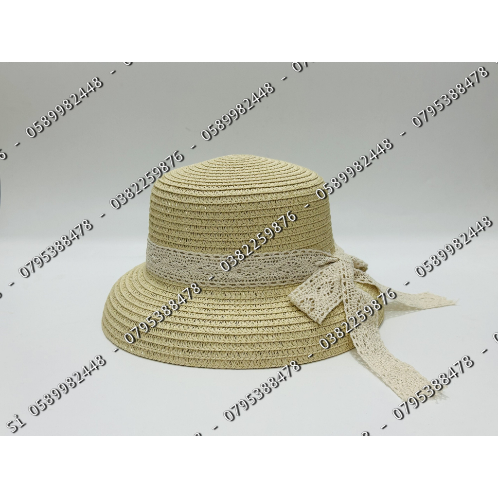 Nón đi biển thời trang cho bé, mũ cói lồng đèn trơn phối dây bố thắt nơ cho bé gái 2t đến 6t
