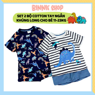 Combo 2 bộ cotton tay ngắn in hình khủng long đẹp cho bé 11-23kg bộ quần áo trẻ em binnie shop b2034