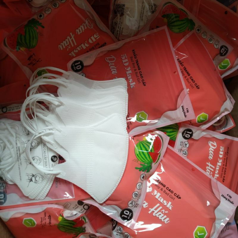 Khẩu Trang 5D Dưa Hấu 3 Lớp Dày Dặn, Hàng Chính Hãng Chống Tia UV