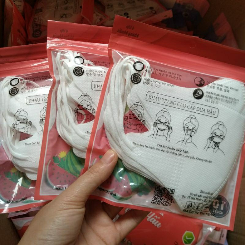 [Set 200 Cái] Khẩu Trang 5D Mask Dưa Hấu 3 Lớp Dày Dặn, Hàng Chính Hãng Chống Tia UV