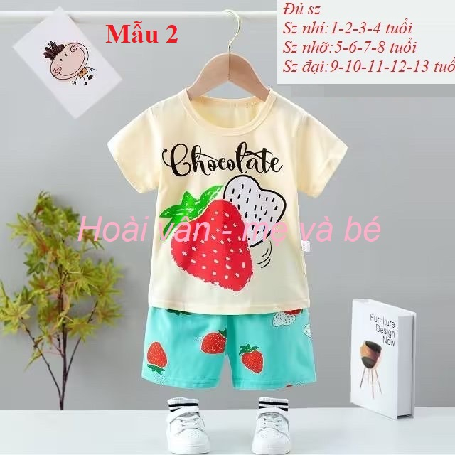 Bộ cộc tay mùa hè cho bé, bộ đồ mặc nhà mùa hè cho bé 6-13T Hàng Quảng Châu chất cotton mát mẻ - Hoài Vân QATE18-19