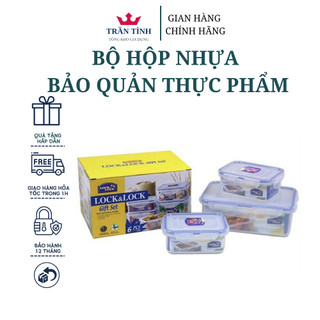 Bộ 3 hộp nhựa bảo quản thực phẩm lock&lock quà tặng dettol