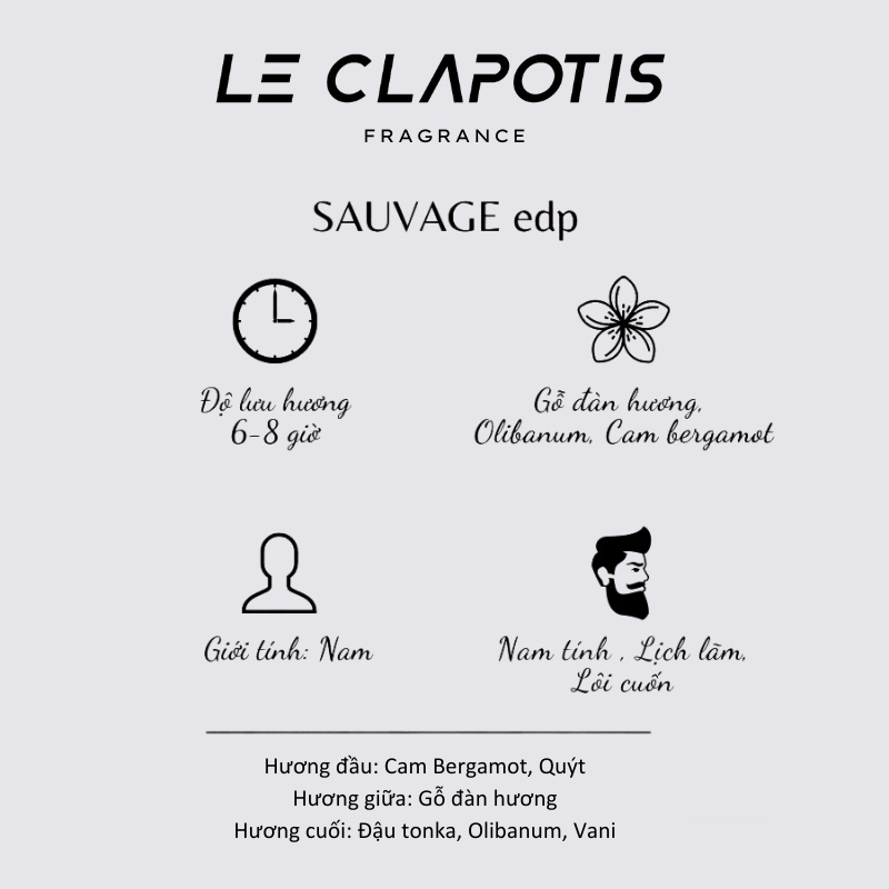 Nước Hoa Nam Chính Hãng Sauvage EDP Le Clapotis 30ml Lưu Hương Lâu Nam Tính Lịch Lãm