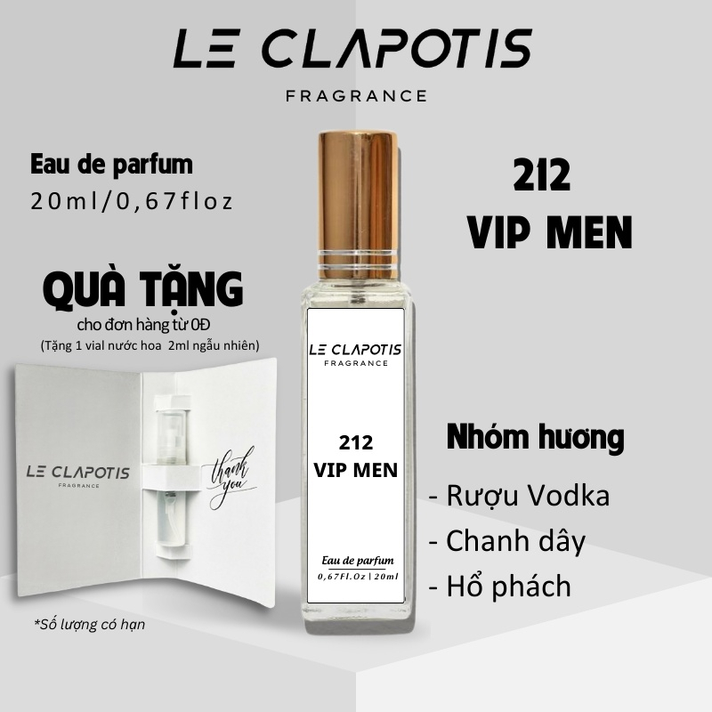 Nước Hoa Nam 212 VIP men chính hãng Le Clapotis 20ml thơm lâu hương tươi mát sang trọng
