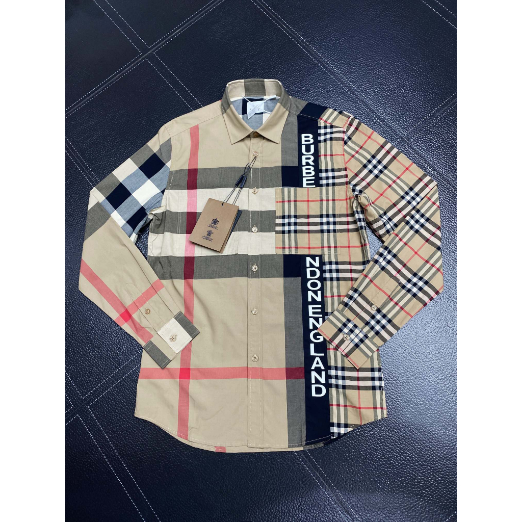 Áo sơ mi dài tay Burberry kẻ sọc logo dọc ngực LA 1-1 on web