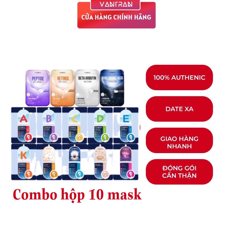 Combo 10 Mặt Nạ Giấy Foodaholic Essential Mask Retinol Dưỡng Ẩm Giảm Mụn Trắng Da Hàn Quốc 23g/MIếng