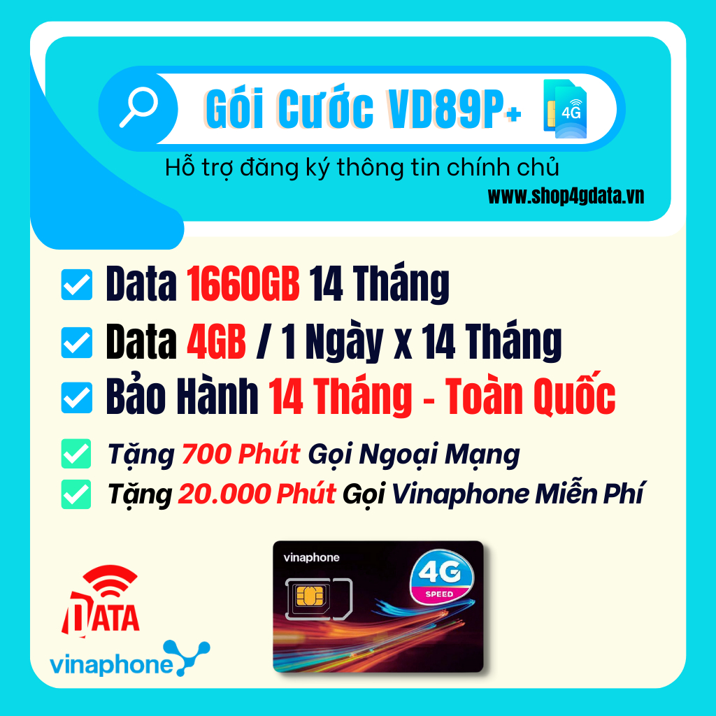 Sim VD89P Gói Cước 14 Tháng , Miễn Phí 1680GB Data , Miễn Phí Gọi , Bảo Hành 14 Tháng