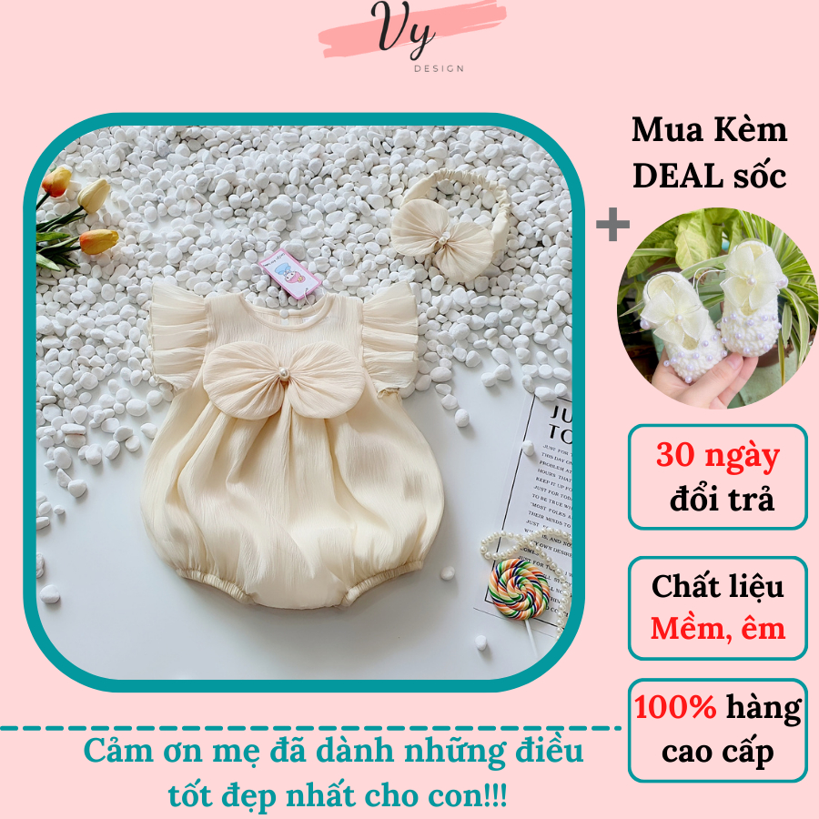 Váy Bé Gái VY DESIGN. Body Bé Gái Thiết Kế Chất Mát Kèm Phụ Kiện. Váy Bé Gái Sơ Sinh, Đầm Đầy Tháng, Bodysuit Cho Bé