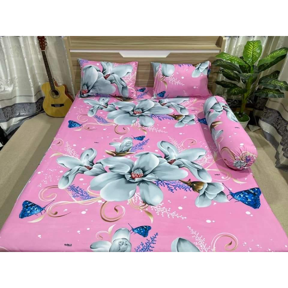 Bộ Ga giường thun lạnh Hàn Quốc  gồm 1 drap 2 áo gối nằm 1 áo gối ôm