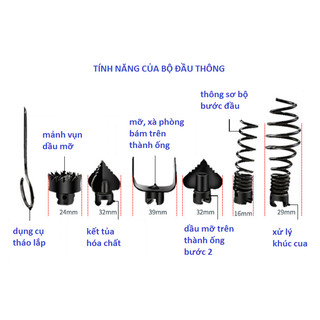 Bộ dây thông cống lò xo 6m phi 16 mm