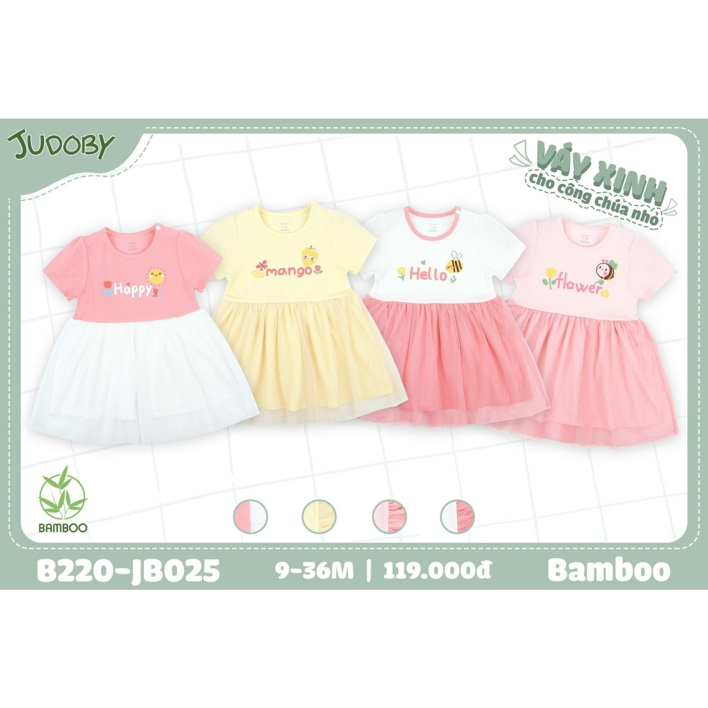 JB025 - DB1491 Váy bé gái/ Đầm bé gái công chúa cộc tay bamboo Dokma (6-36m)