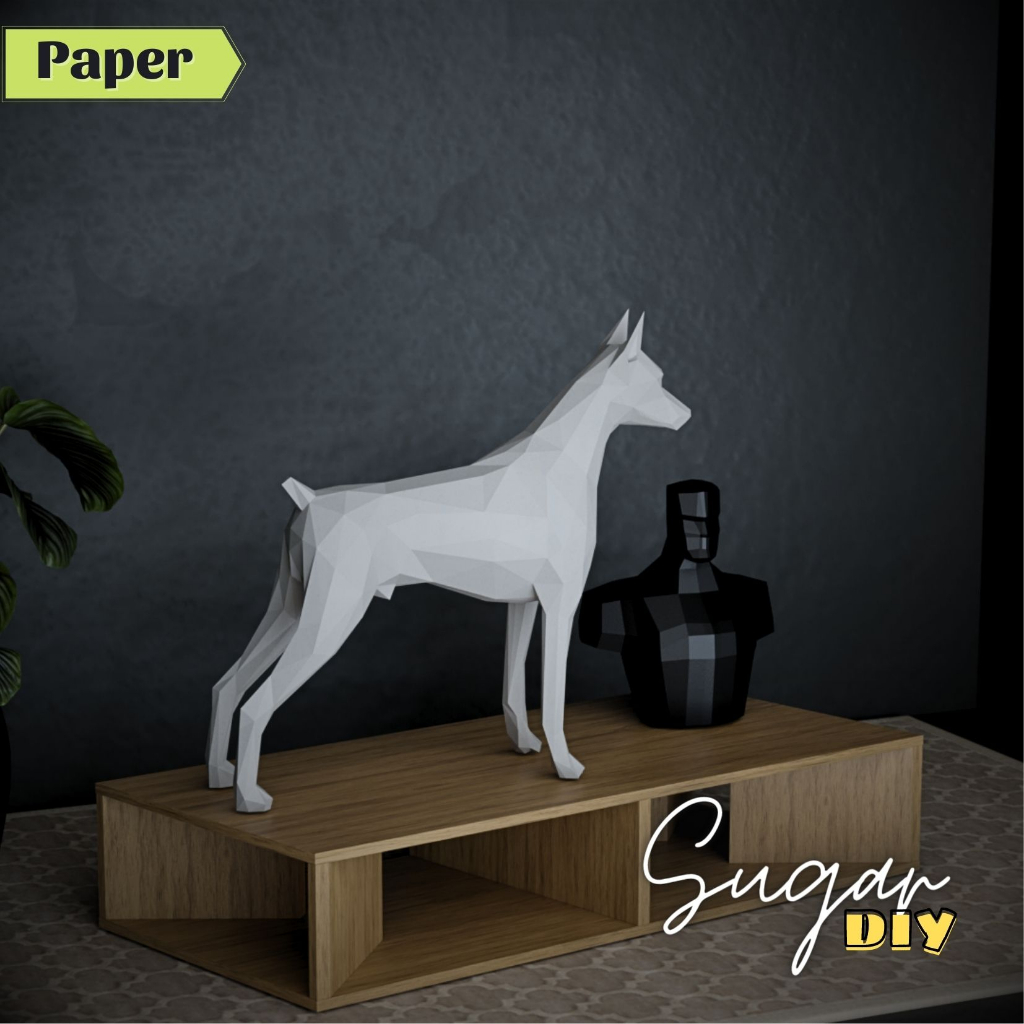 Doberman đứng 2 - Mô hình giấy