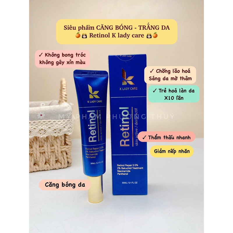 Kem dưỡng retinol 0.5% K Lady Care 30ml Hàn Quốc, Giảm mụn, kiểm soát dầu nhờn, cấp ẩm, mờ thâm nám - Mochi Auth Shop
