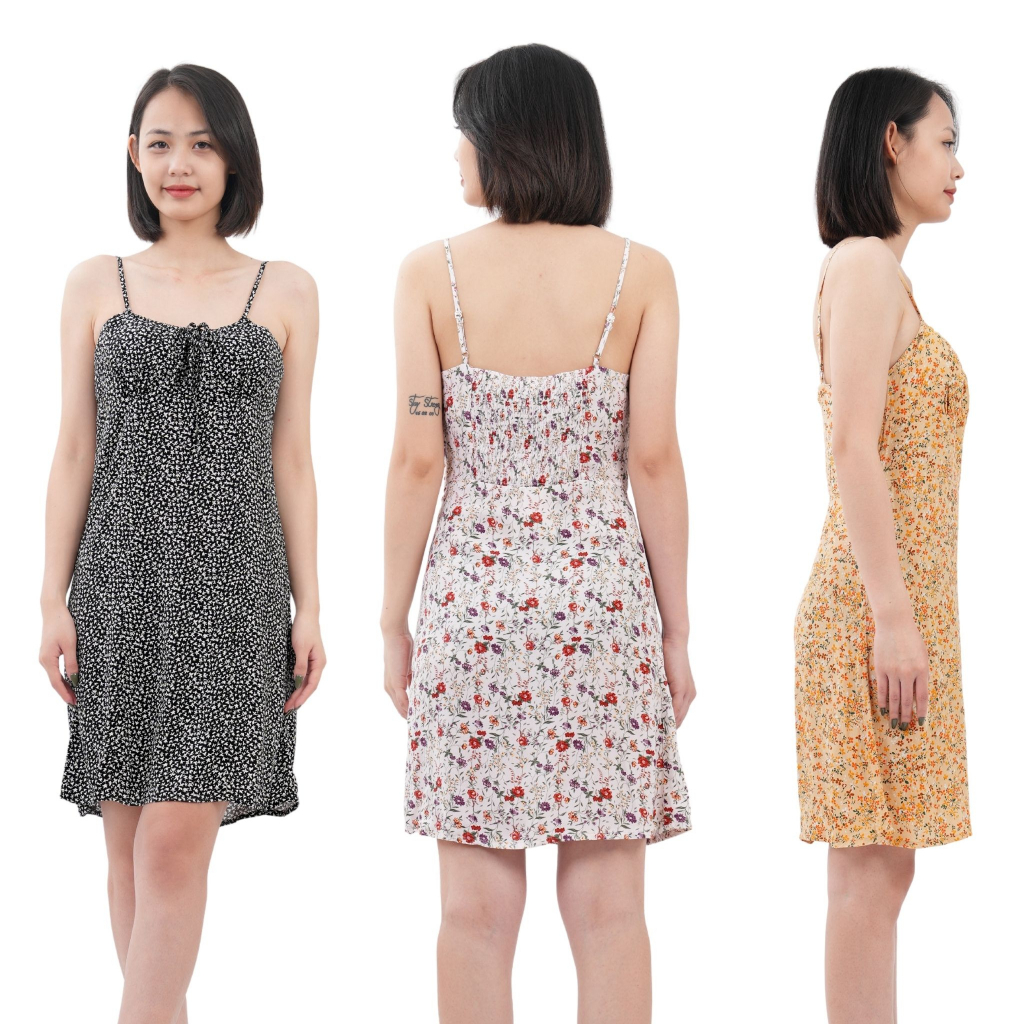 Váy lanh 2 dây nữ hoa nhí