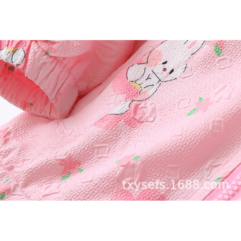 Áo khoác gió bé gái ,in thỏ 3D.