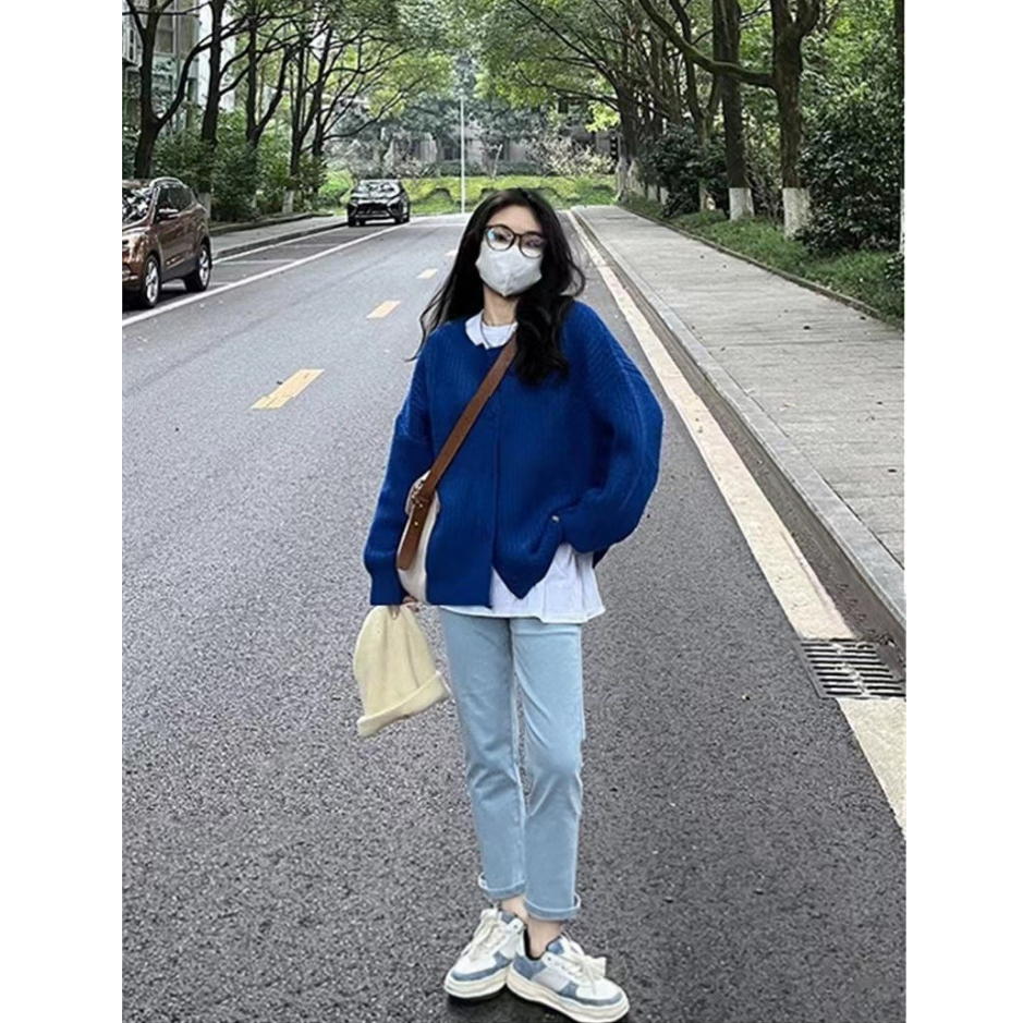 Áo len cardigan xanh CÓ ẢNH THẬT thời trang ulzzang mùa đông