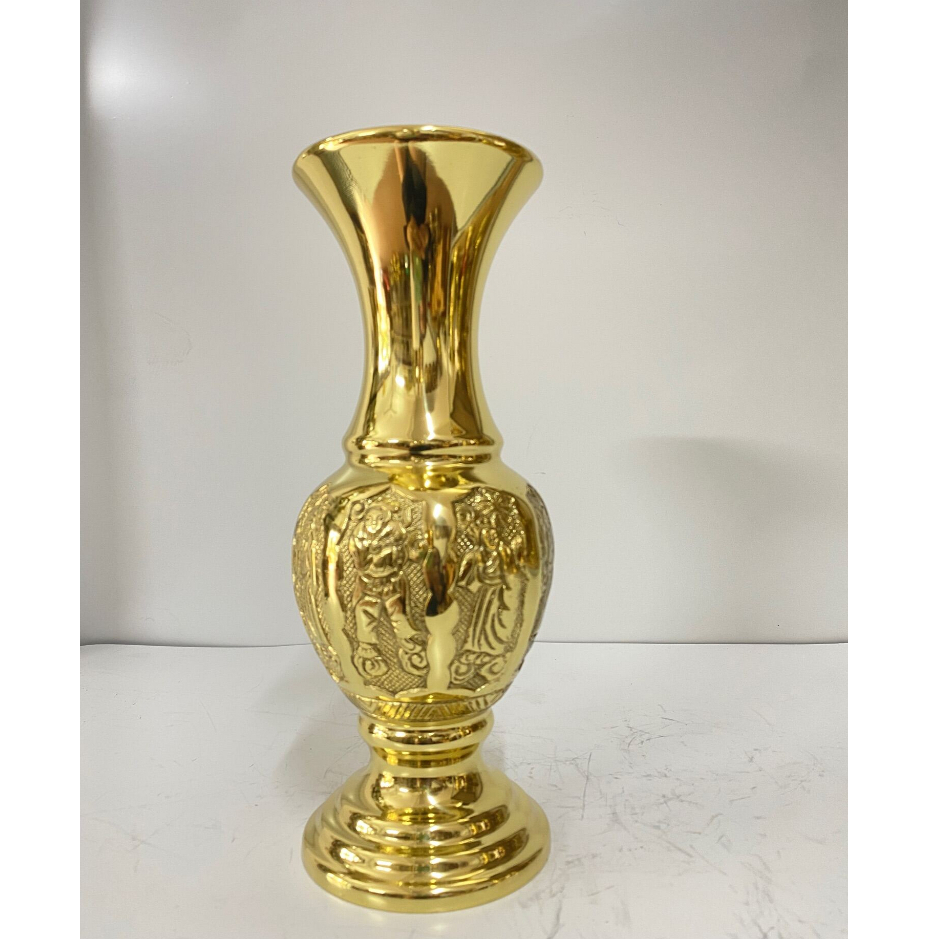 Lọ hoa Bát Tiên bằng đồng vàng cao 30cm