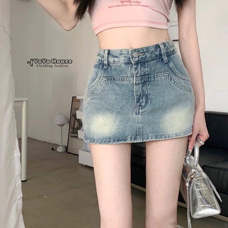 Quần short giả váy jean (có lót trong) trẻ trung, điệu đà