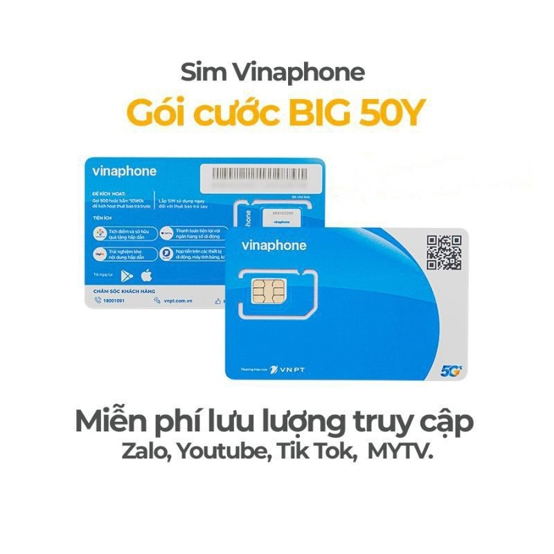 SIM VINAPHONE BIG50Y 5GB MỖI NGÀY SỬ DỤNG FREE 3 THÁNG