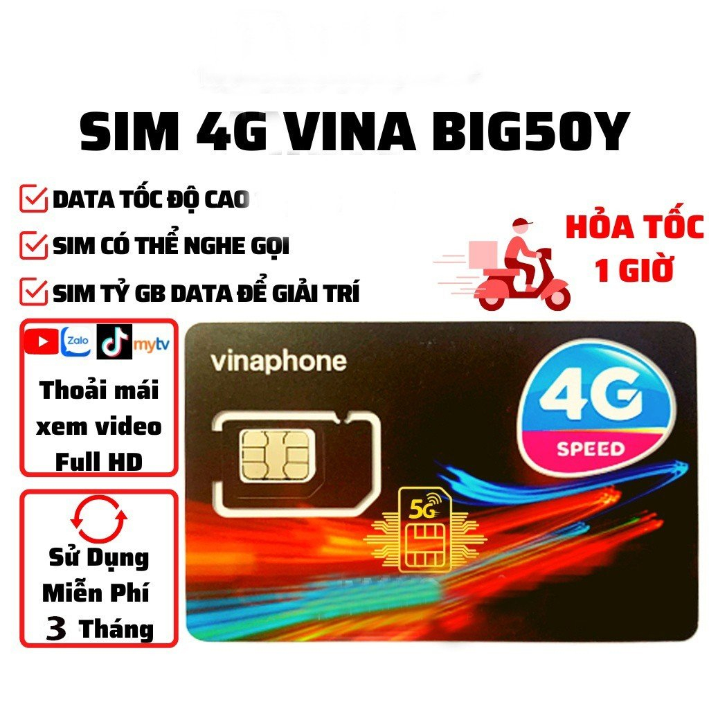 SIM VINAPHONE BIG50Y 5GB MỖI NGÀY SỬ DỤNG FREE 3 THÁNG