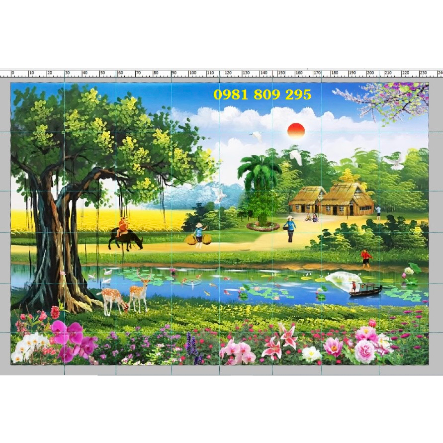 Gạch tranh làng quê việt nam HP765