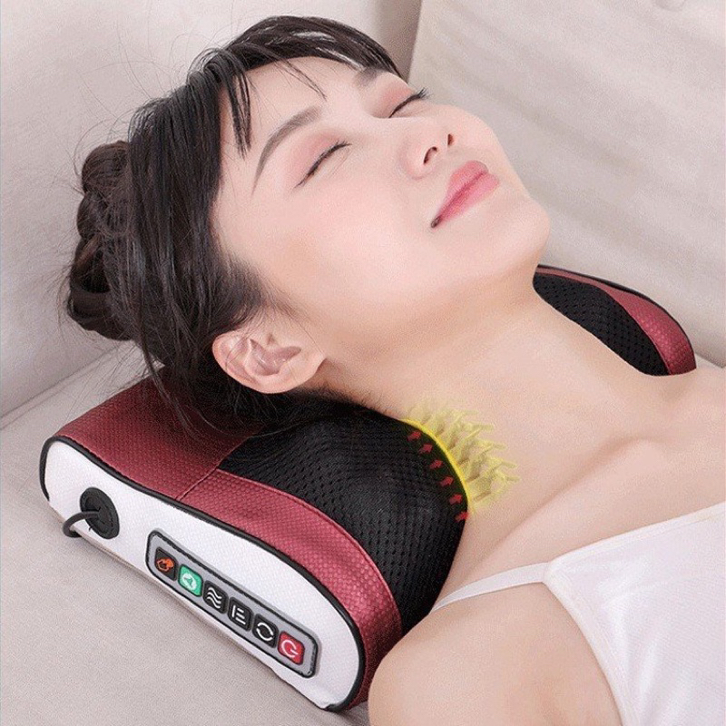 Gối Massage Hồng Ngoại 6 Cấp Độ Chính Hãng , Hỗ Trợ Giảm Đau mỏi vai Gáy , Lưu Thông khí Huyết