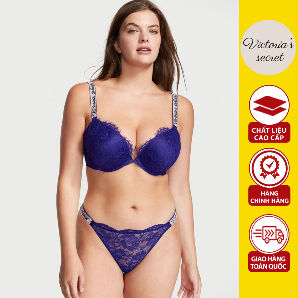 Áo Lót - Áo Ngực Siêu Đẩy Đệm Dày Nâng Ngực Victoria’s Secret Ren Dây Đá Logo Hãng Cao Cấp Sexy - Hàng Nhập USA