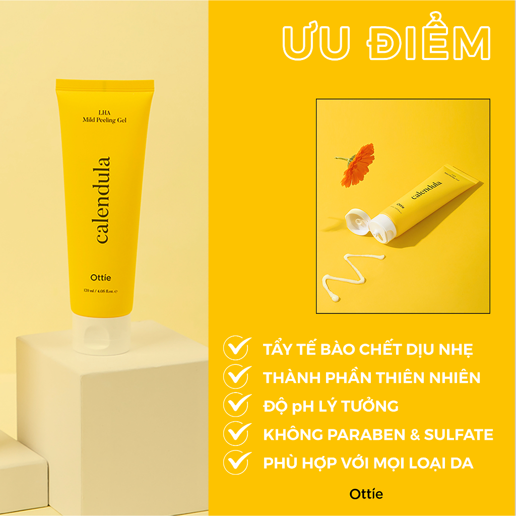 Tẩy Tế Bào Chết LHA Ottie Calendula LHA Mild Peeling Gel Tẩy Tế Bào Chết Ottie Hoa Cúc Dịu Nhẹ 120ml | BigBuy360 - bigbuy360.vn