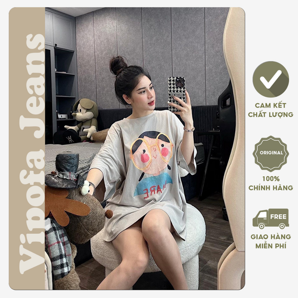 Áo thun nữ from rộng in hình cô bé unisex, áo phông nữ cổ tròn dễ phối đồ phù hợp mặc mọi lúc mọi nơi - Vipofa Jeans