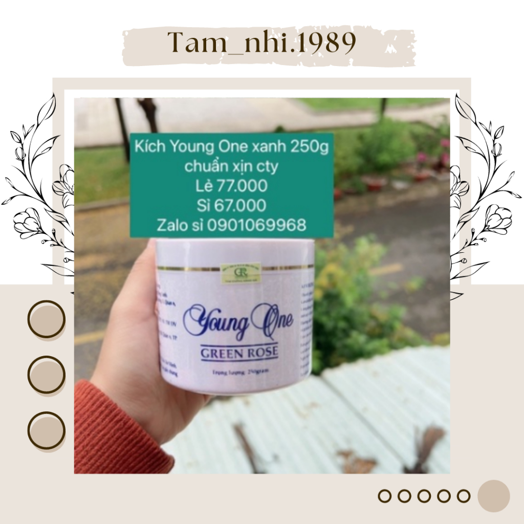 Kem kích Young One 250g chữ xanh ⚡ HÀNG CHUẨN ⚡ Kem Young One Green Rose chữ xanh dưỡng trắng da giúp da mềm mịn