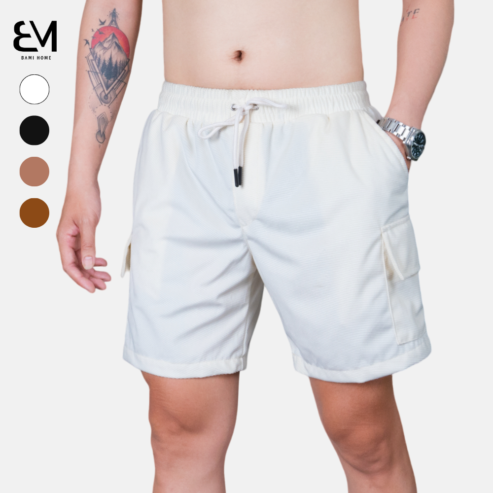 Quần short đùi nhung tăm Nam Nữ BAMI HOME cao cấp form regular năng động thoải mái QNG- 05
