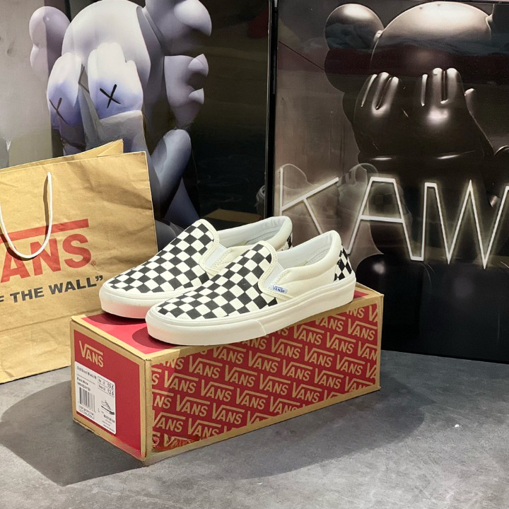 Giày thể thao Van's vaul lười caro, giày sneaker slip on caro lười cực hot dành cho học sinh full hộp bill
