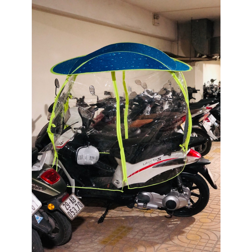 Mái che xe máy di động, áo mưa chống mưa nắng thiết kế thời trang,tháo mở linh động bằng khóa kéo