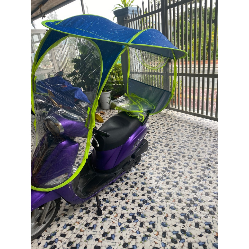 Mái che xe máy di động, áo mưa chống mưa nắng thiết kế thời trang,tháo mở linh động bằng khóa kéo