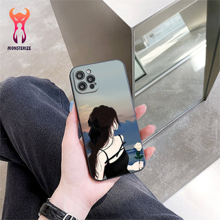 Ốp lưng iphone tpu bảo vệ cam hình girl cầm hoa 7 8 Plus 6 6s Plus 11 13 12 14 Pro MAX XR X XS MAX - q2107b