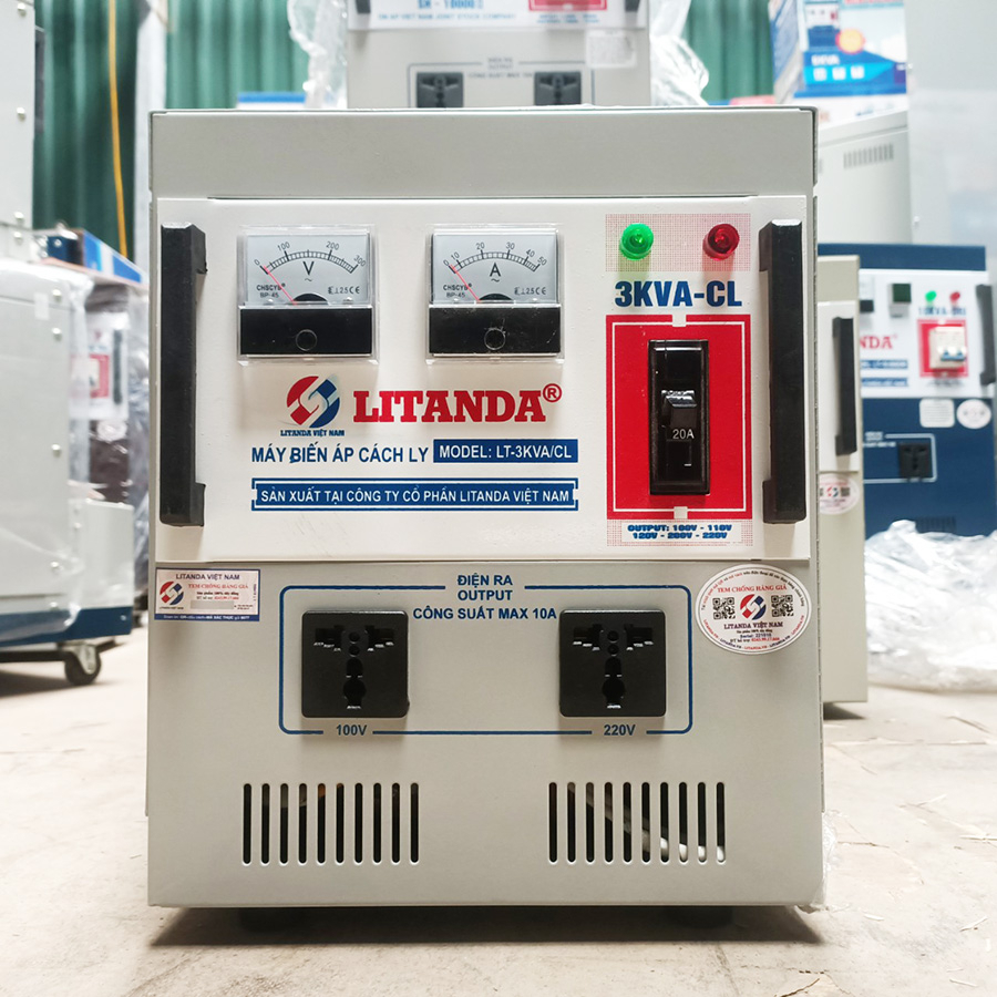 Biến Áp Cách Ly 3KVA 3KW Litanda Đời Mới Nhất