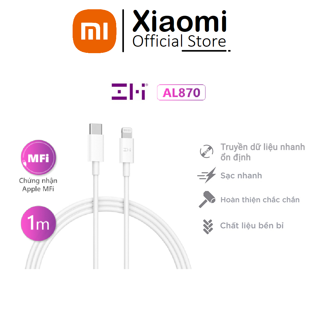 Cáp sạc Xiaomi ZMI Type C to L - Hỗ trợ sạc nhanh PD, dài 1 mét - AL870 , dùng cho 14 13 12 11 xsmax ...