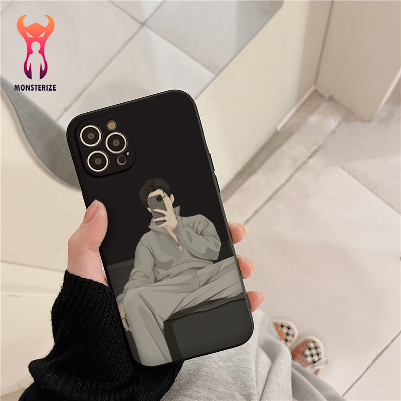 Ốp lưng mềm viền vuông hình boy chụp ảnh for iPhone 13 12 11 Pro Max SE 2020 X XR XS ip 8 7 6 - q2105a