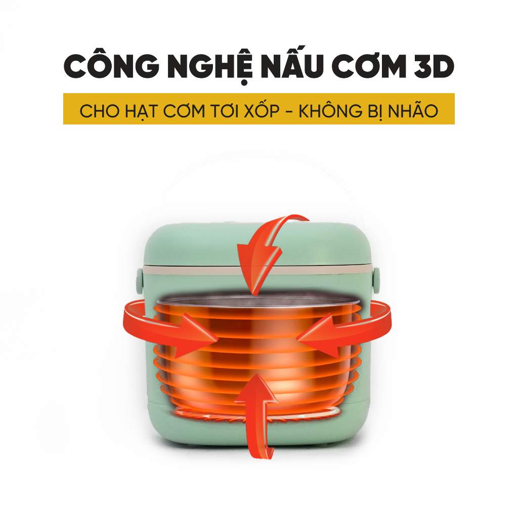 Nồi cơm điện mini 1L KUSCHELN chuẩn Đức dành cho sinh viên, gia đình 1-2 người, nấu nhanh dưới 15 phút - KRC023-1.0G