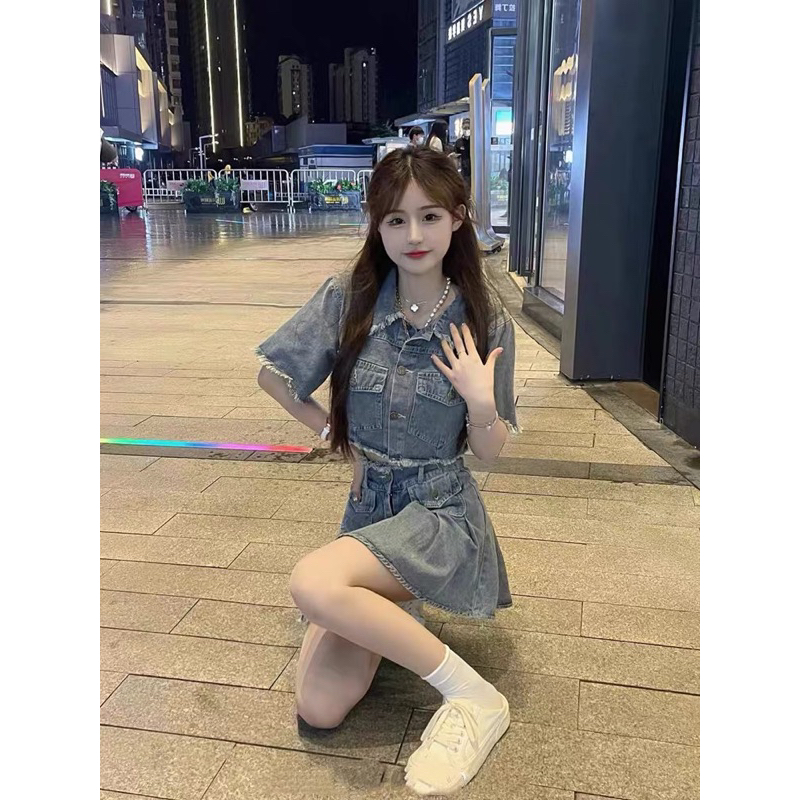 Sét Jean Áo Somi Chân Váy Soè Xếp Ly Kèm Quần Váy Trong Trẻ Trung Năng Động | BigBuy360 - bigbuy360.vn