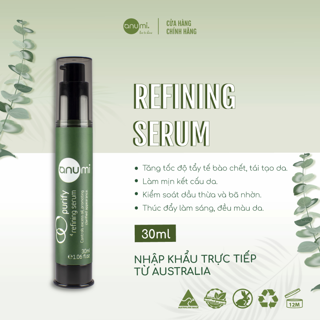 Serum Tẩy Tế Bào Chết Và Tái Tạo Da (AHA Thiên Nhiên) Anumi Refining Serum 30ML