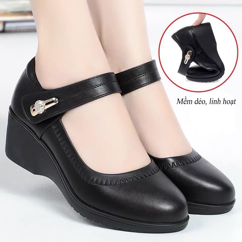 Giày sandal nữ đế xuồng 5 phân cao gót kiểu xỏ ngón đế bệt dáng bánh mì bảo hành 1 năm GD70 TIMAN